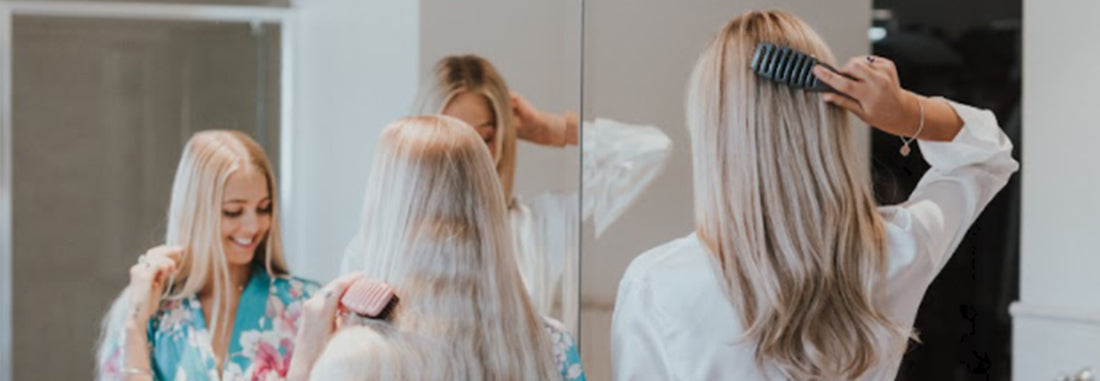 women properly brushing hair