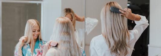 women properly brushing hair