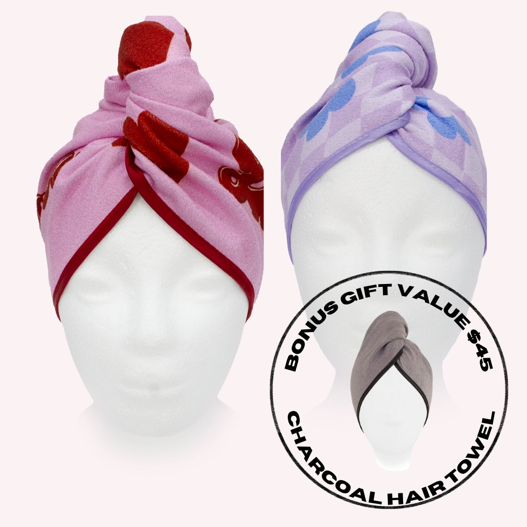 Unicorn 3 pack : Two Hair Towels + Bonus Hair Towel