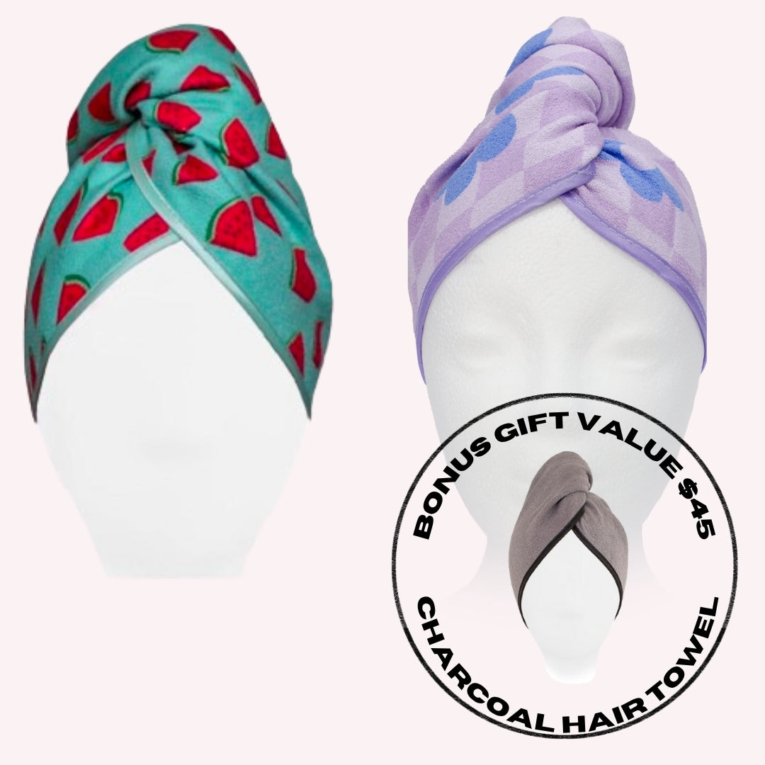 Unicorn 3 pack : Two Hair Towels + Bonus Hair Towel