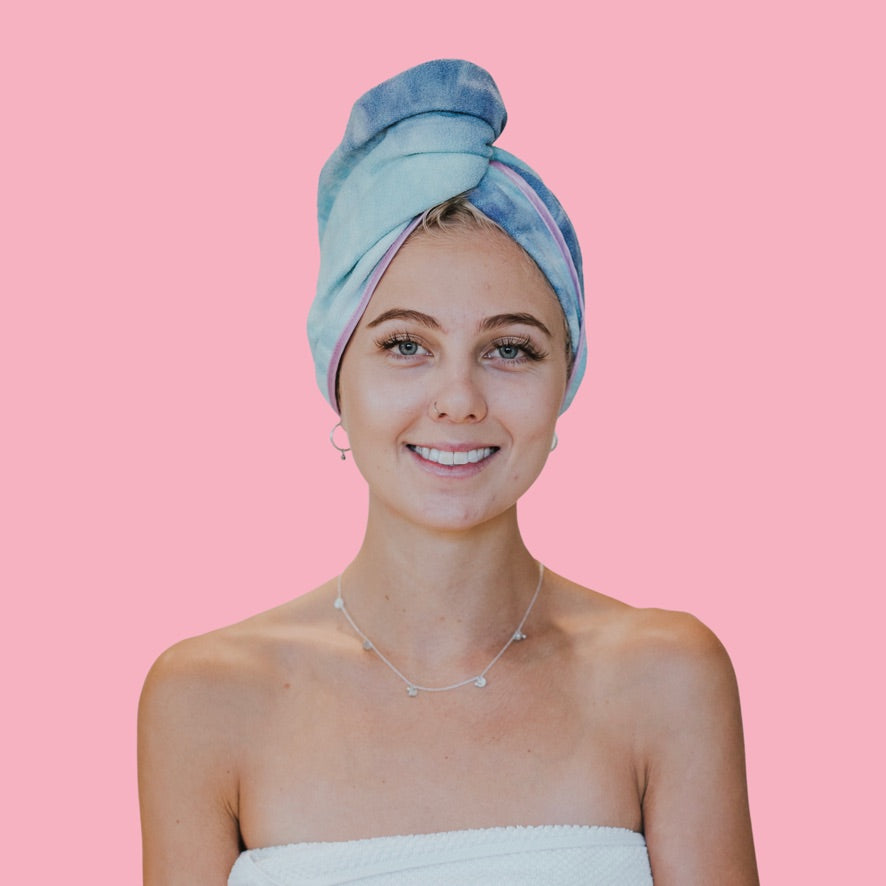 Unicorn Microfibre Hair Towel® Wrap Tie Dye Blue