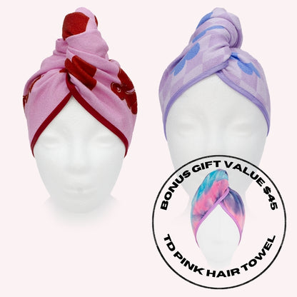 Unicorn 3 pack : Two Hair Towels + Bonus Hair Towel