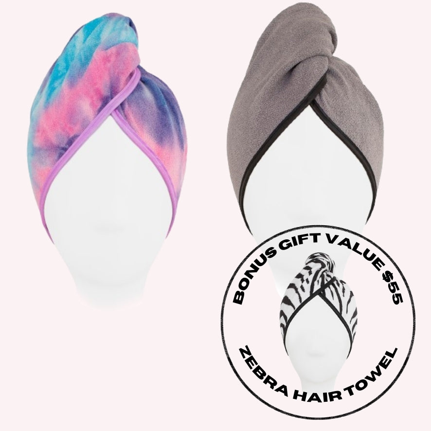 Unicorn 3 pack : Two Hair Towels + Bonus Hair Towel