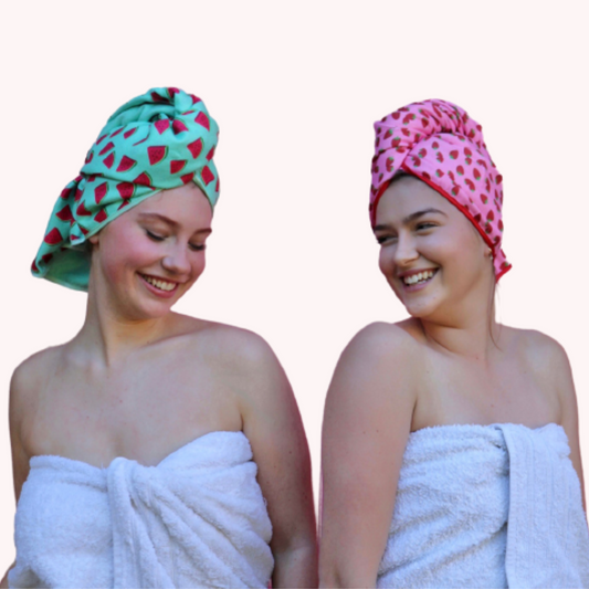 Unicorn Microfibre Hair Towel ™Wrap  Twin Pack : Strawberry & Watermelon