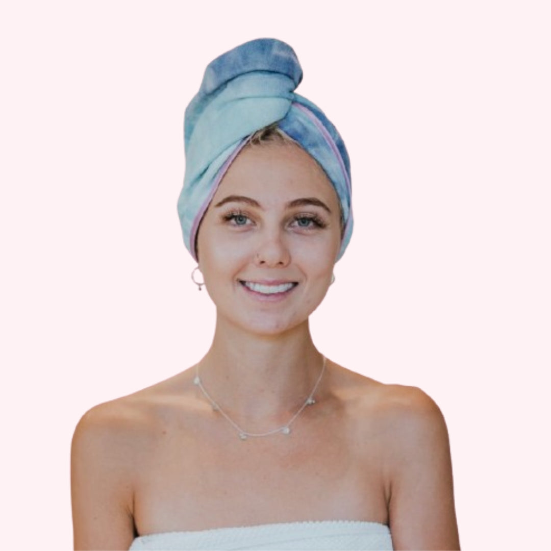 Unicorn Microfibre Hair Towel® Wrap Tie Dye Blue