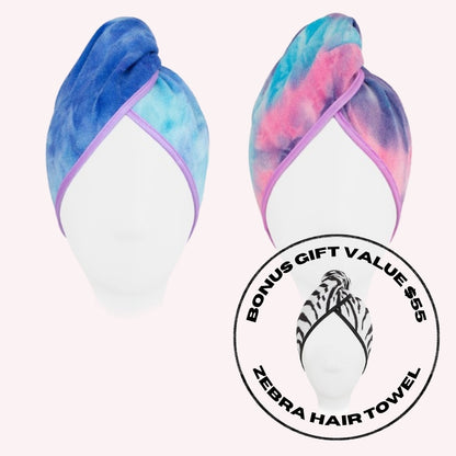 Unicorn 3 pack : Two Hair Towels + Bonus Hair Towel