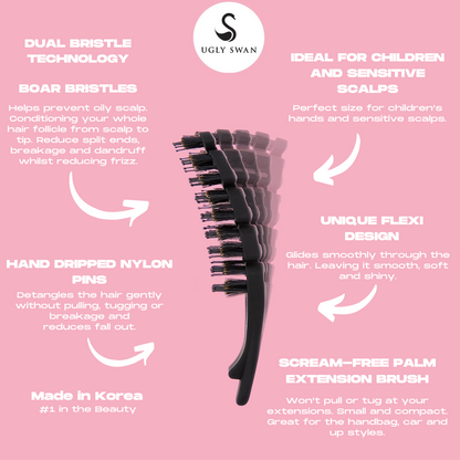Detangling Scream-Free® Hair Brush : Palm Flexi Wild - Black Mamba